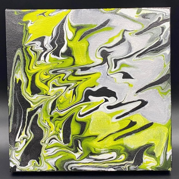 8X8 ORIGINAL ACRYLIC CANVAS PAINTING “BUZZED” BY SHANNON ANDREWS